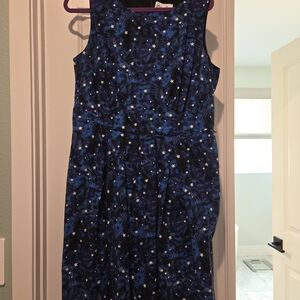 Modcloth Bea And Dot Midnight Blue Starry Midi Dress